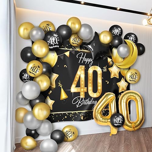 Miniatura 44 de Juego de globos dorados de feliz cumpleaños número 31 – Saludos a los 31 años de edad, guirnalda temática de fiesta con estrellas y luna, decoración