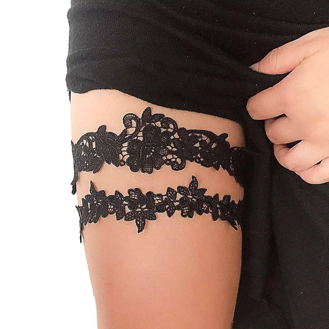 Miskon Lace Garter for Bride 2 Pieces Sexy Wedding Party Prom Legs Garter Set