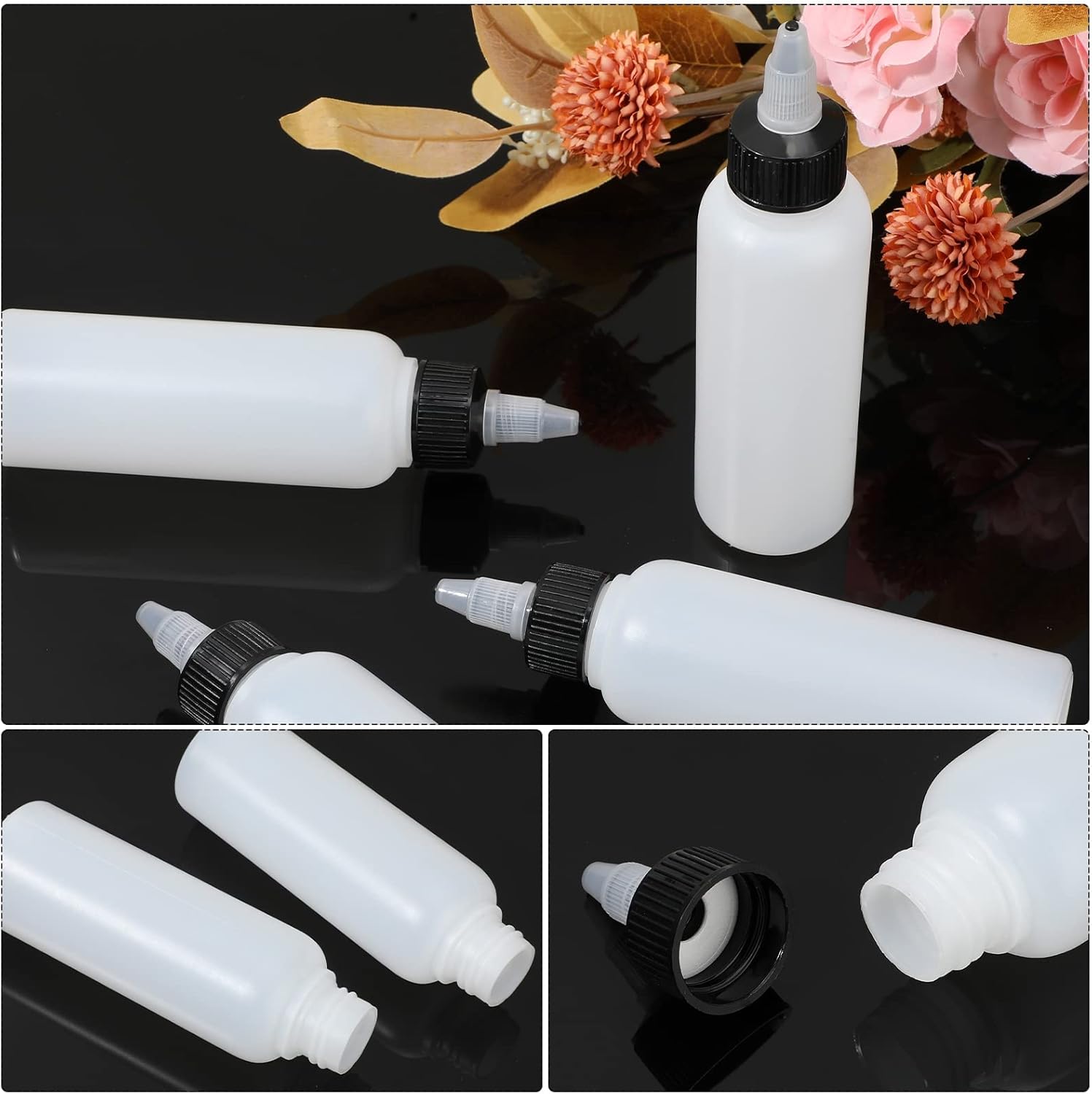 Epakh 60 Pieces Plastic Squeeze Bottles 4 oz Condiment Dispensing Bottles with Twist Top Cap Sauce Squirt Empty Squeeze Containers for Condiment Cookie Decorating Sauces Arts Crafts Lab Oil - Image 3