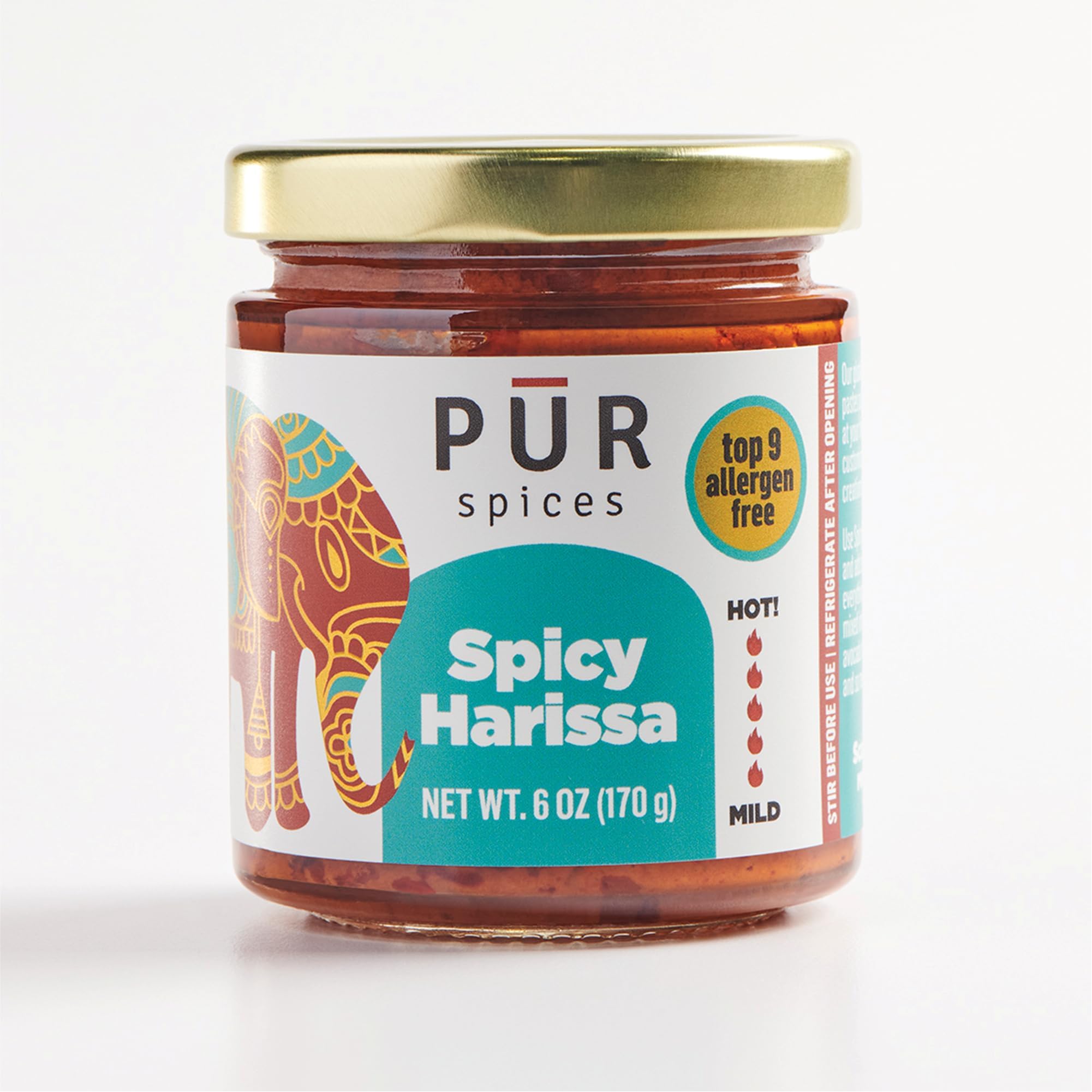 Original Spicy Harissa Paste I Hot Sauce for Cooking and Dipping I Spicy Chili Pepper and Garlic Paste | Middle Eastern Inspired | Plant Based, Gluten Free, No Sugar Added, Preservative and Additive Free I 6oz Jar