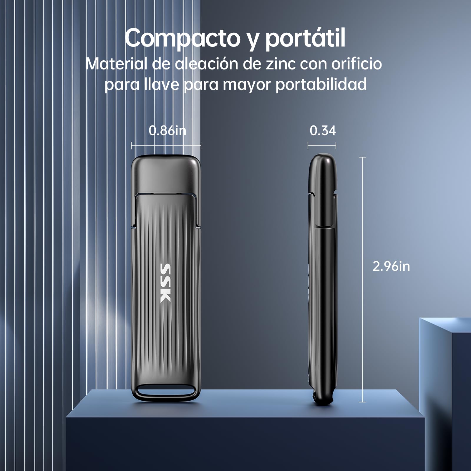 SSK 1TB SSD USB C Pendrive, Máxima Velocidad 2000MB/s Solo para USB3.2 Gen2x2, Disco Duro Externo SSD Portátil Compatible con Android Phone Mac Laptop, Soporte para iPhone 15/16 4K ProRes
