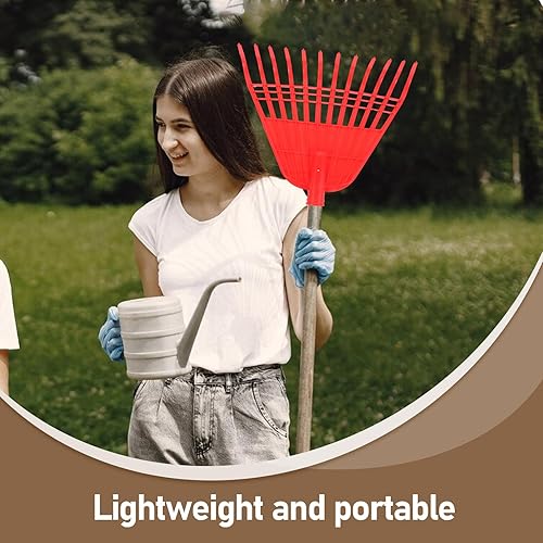 Miniatura 3 de Plastic Garden Rake Head Replacement with Tines Red Shrub Leaf Rake for Leveling Weeding and Grain Drying Lightweight Ergonomic Outdoor Tool for