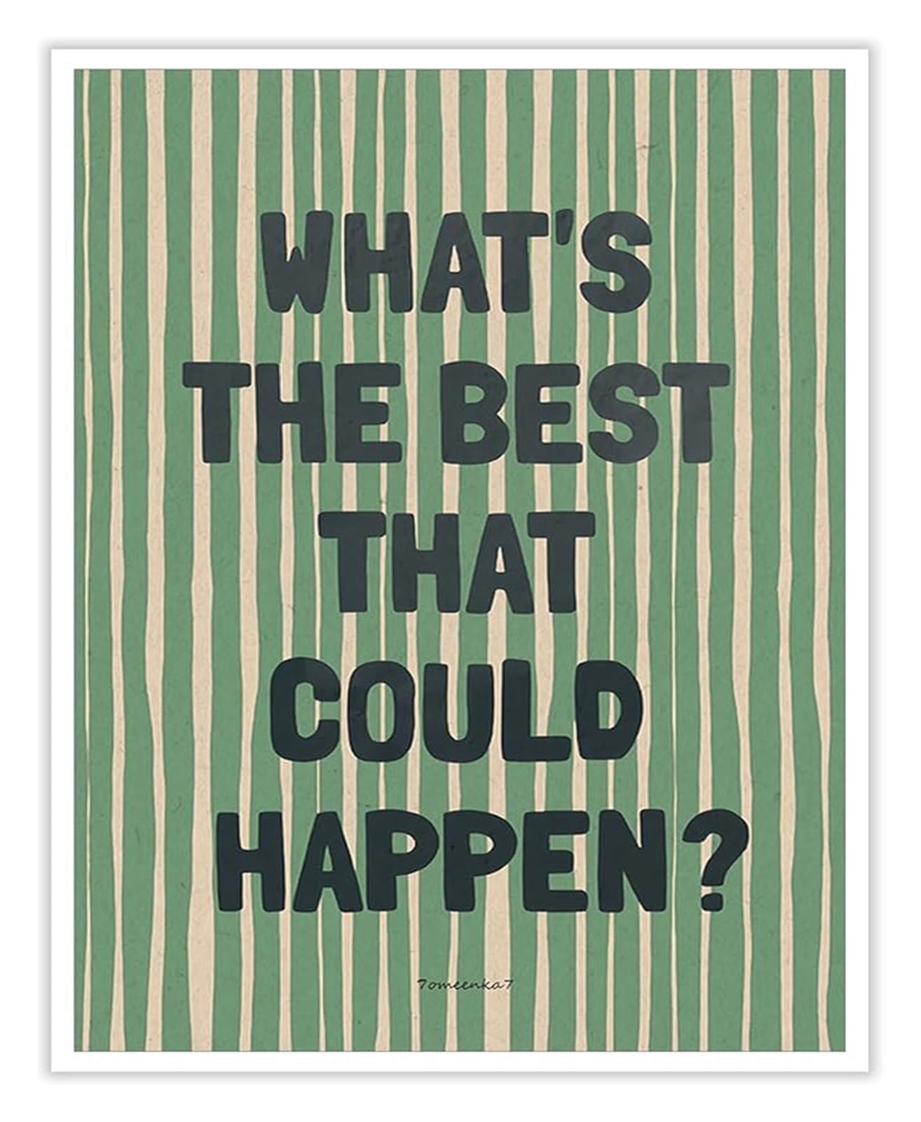 Optimistic Outlook Vintage Quote Canvas Wall-Art Sage Green Typography Motivational Print for Dorm Apartment Aesthetic(Unframed,16x24inch(40x60cm))
