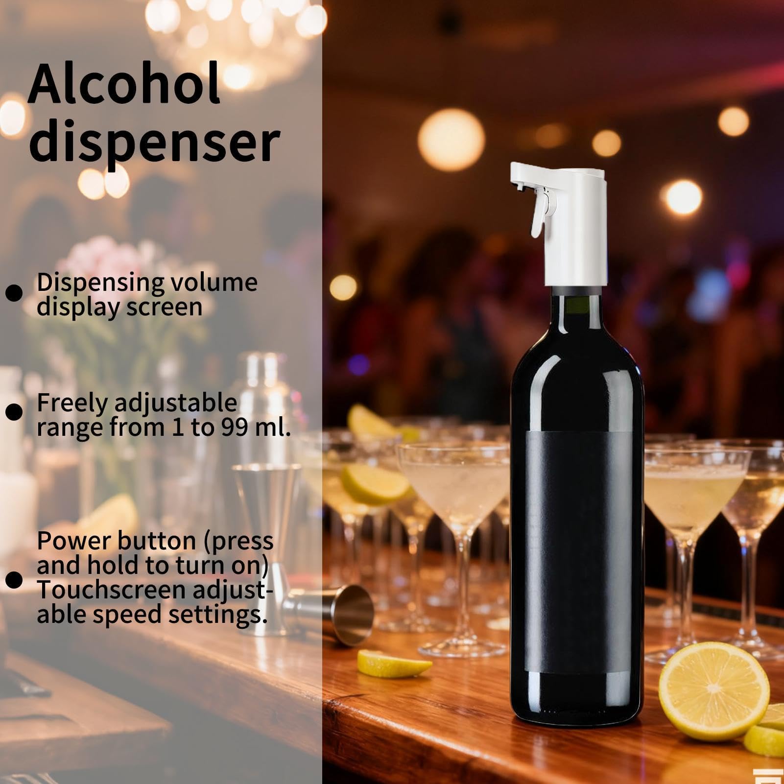 Générique Aérateur Et Verseur pour Vin Rechargeable 4 Modes Écran Tactile