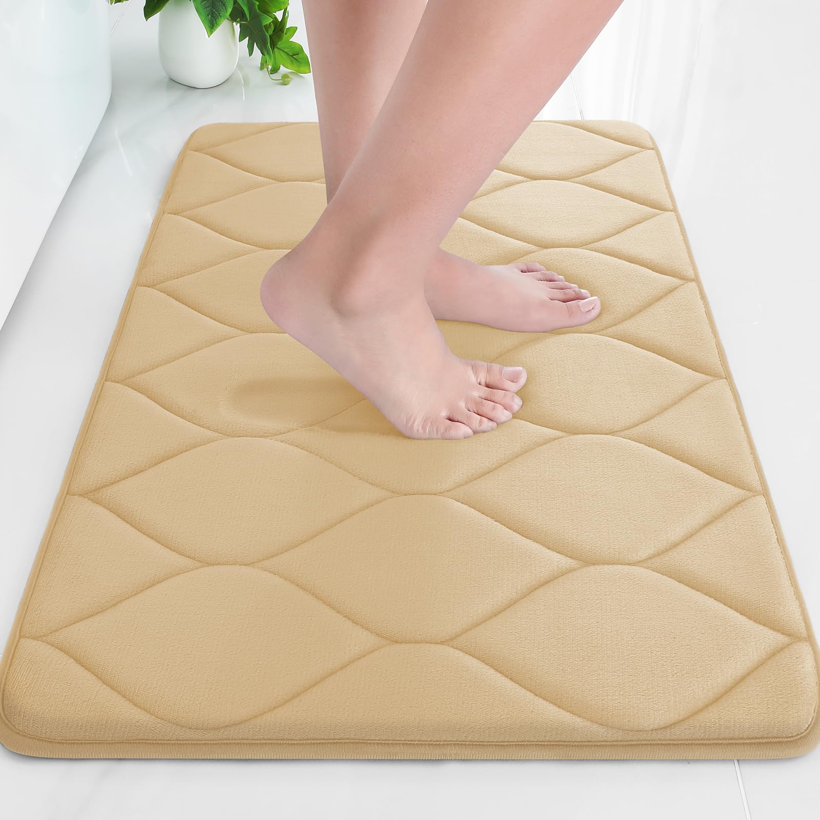 Colorxy Memory Foam Bathroom Rugs, Ultra Soft & Non-Slip Bath Mat, Water Absorbent and Machine Washable Bath Carpet Rug for Shower Bathroom Floor Rugs