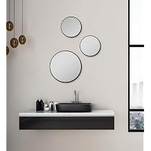 Picasso Mirror Black Diameter 25 cm - Round Wall Mirror with Aluminium Frame for Bathroom - Elegant, Functional Mirror for Stylish Ambience