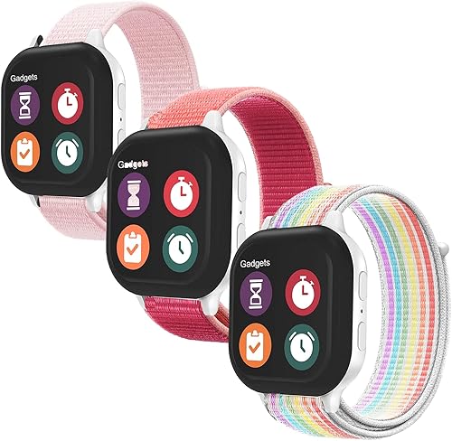 Miniatura 1 de OWKEY Paquete de 2 correas de nailon de repuesto para niños compatibles con Gizmo Watch 3 2 1Gabb Watch 2 1SyncUP Kids Watch, diseño de gancho y