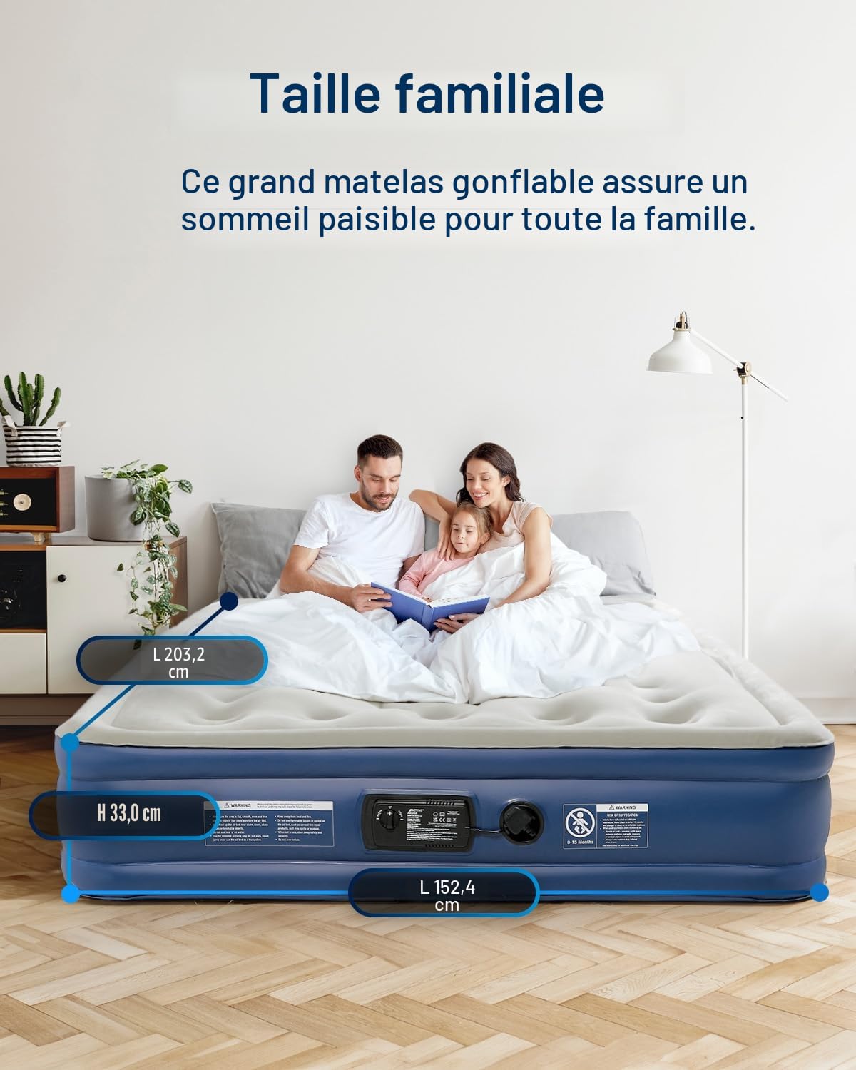 Active Era Matelas Gonflable 2 Personnes, Lit Gonflable avec Pompe électrique intégrée, Gonflage en Moins de 3 Min, pour Le Camping, déménagements et invité