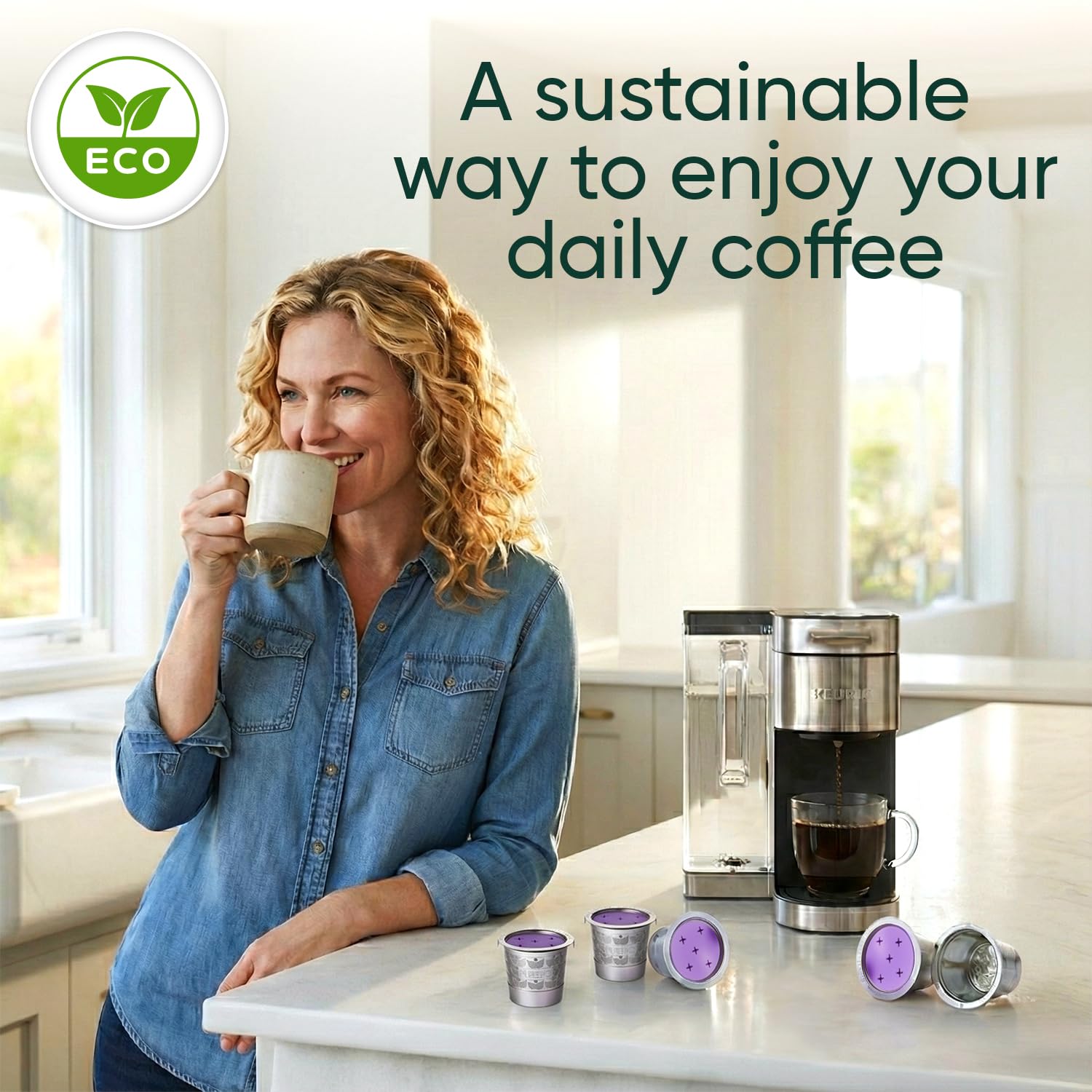 PureHQ - Tazas K reutilizables de acero inoxidable recargables para cafeteras Keurig K Supreme, K-Duo Gen 2 y K Slim, cápsulas de café reutilizables de metal de PureHQ - Filtro de cápsulas de café