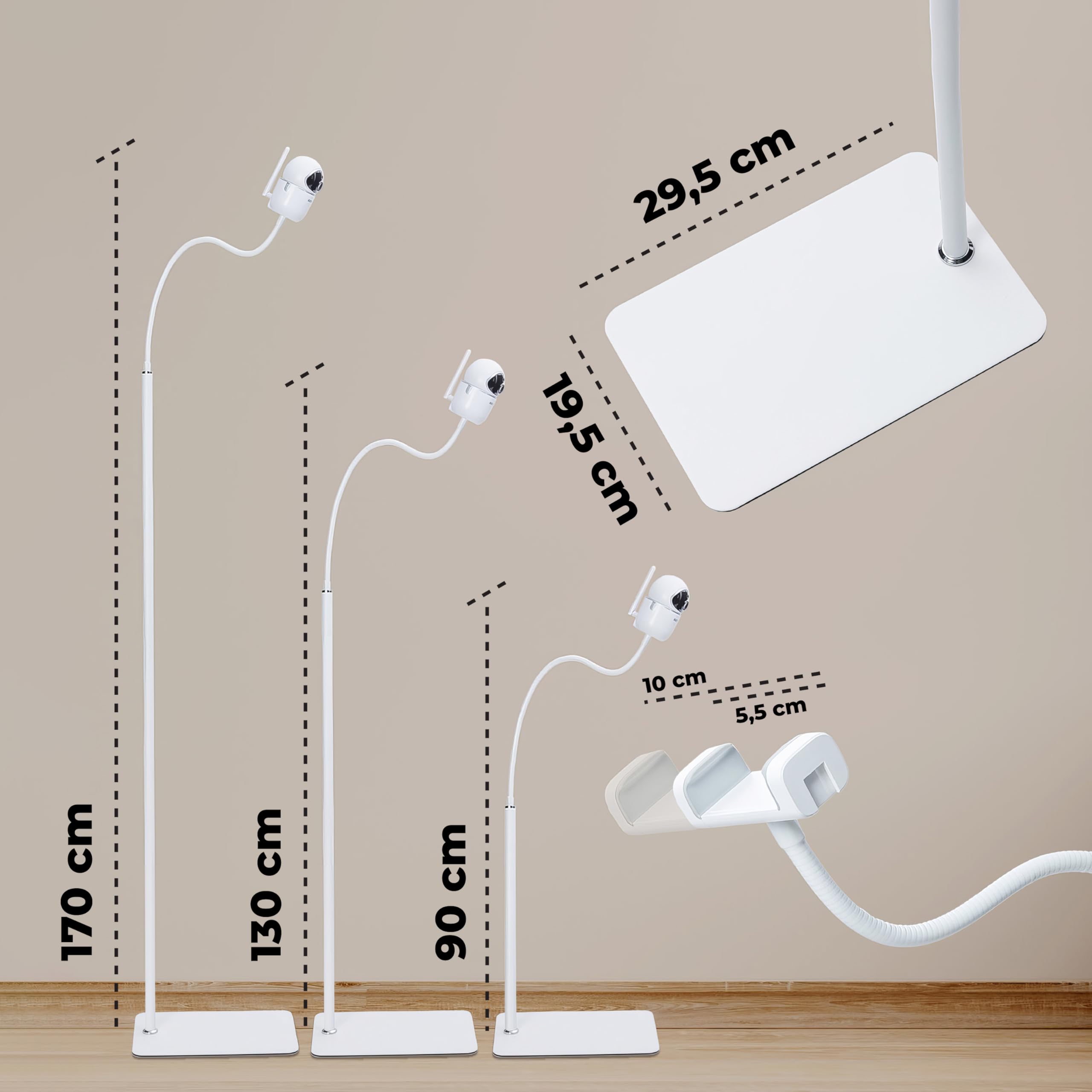 GOOZIE Baby Monitor Floor Stand Holder Compatible with Universal Camera Models Infant Optics DXR-8 Pro, HelloBaby, Eufy, Babysense, Nanit Pro Flex Stand, Vtech and Any Cameras with 1/4 Screw Mount
