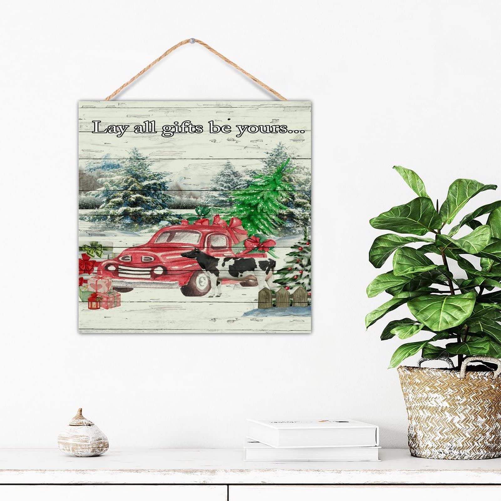 Panneaux en bois inspirants de Noël avec gnomes et flocons de neige