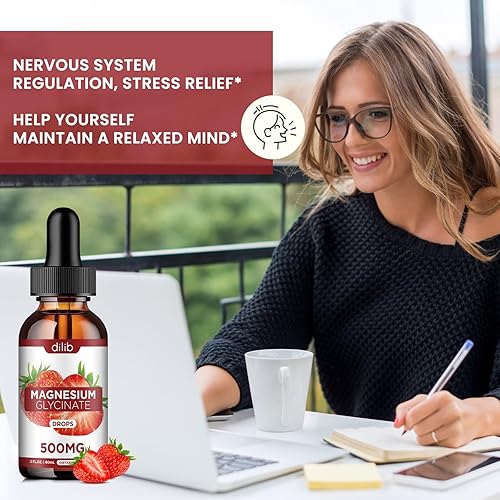 Miniatura 5 de Magnesium Glycinate Supplement, Magnesium Liquid Drops 500mg-Support Stress Relief, Relaxation, Mood, Sleep, Bone & Muscle-2 Fl Oz, Vegan,