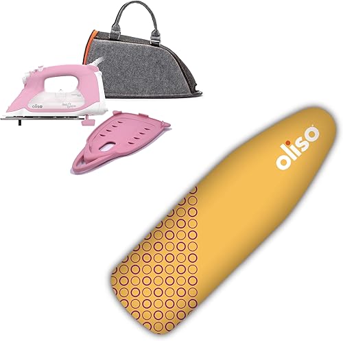 Oliso TG1600 Pro Plus SmartIron de 1800 vatios con elevación automática y protector de suela de hierro de silicona Oliso Solemate (rosa) + bolsa de
