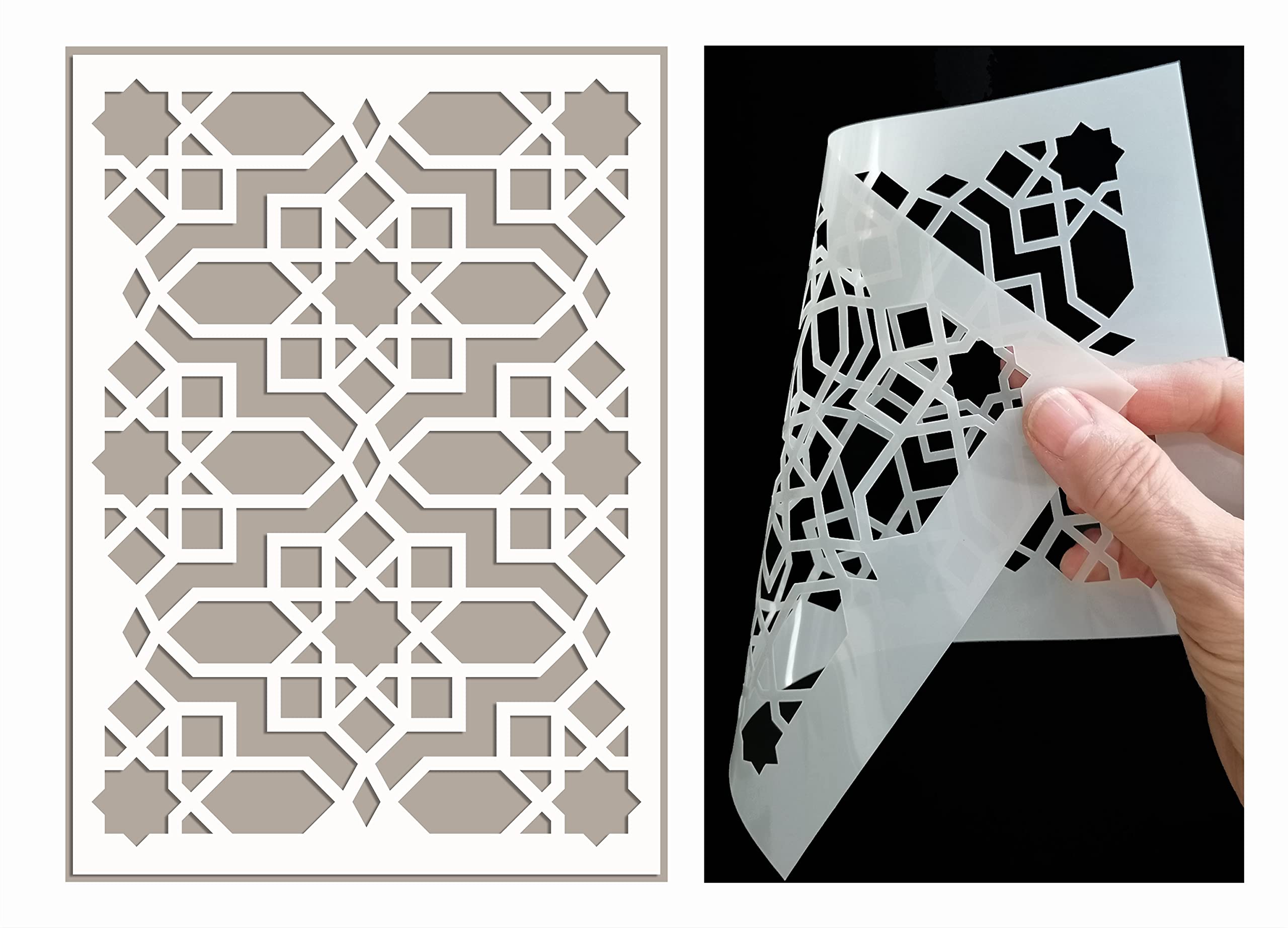 ED Laser Studio AISHA Moroccan Arabic Stencil Large Walls Stencils Painting Furniture Canvas Fabric Wood Patio Floor Home Decor Garden Concrete Crafts Cake Art - Reusable Template TE457