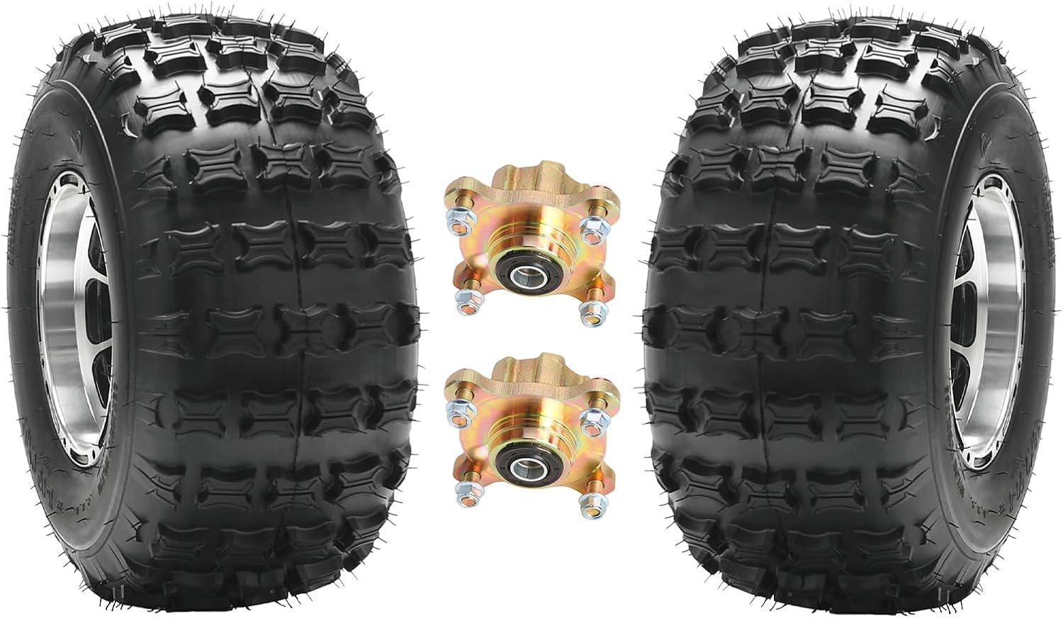 Go Kart Tubeless Tire 18x9.5-8 with 4 Stud Brake Wheel Hub, 18x9.50-8 Wheel Rim Tire 4-Ply for UTV ATV Quad Buggy Lawn Mower 4 Wheelers Mini Bike Golf Cart Garden Tractor Utility Cart