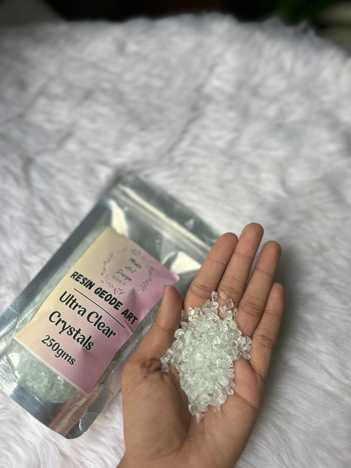 Ultra Clear Crystals for Resin Art | 4-8MM Size, Glossy Quartz | 250GMS X 2 Packets | Ideal for Resin Wall Clocks, Tables, Wall Arts & Frames-image-25