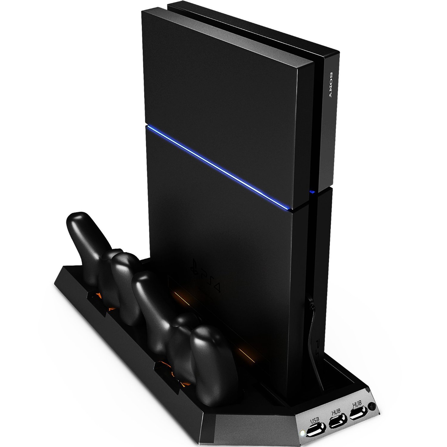 Crazy Genie PS4 Vertical Stand Cooler with Fan + FREE Dual Charger Dock Ports Charging Station
