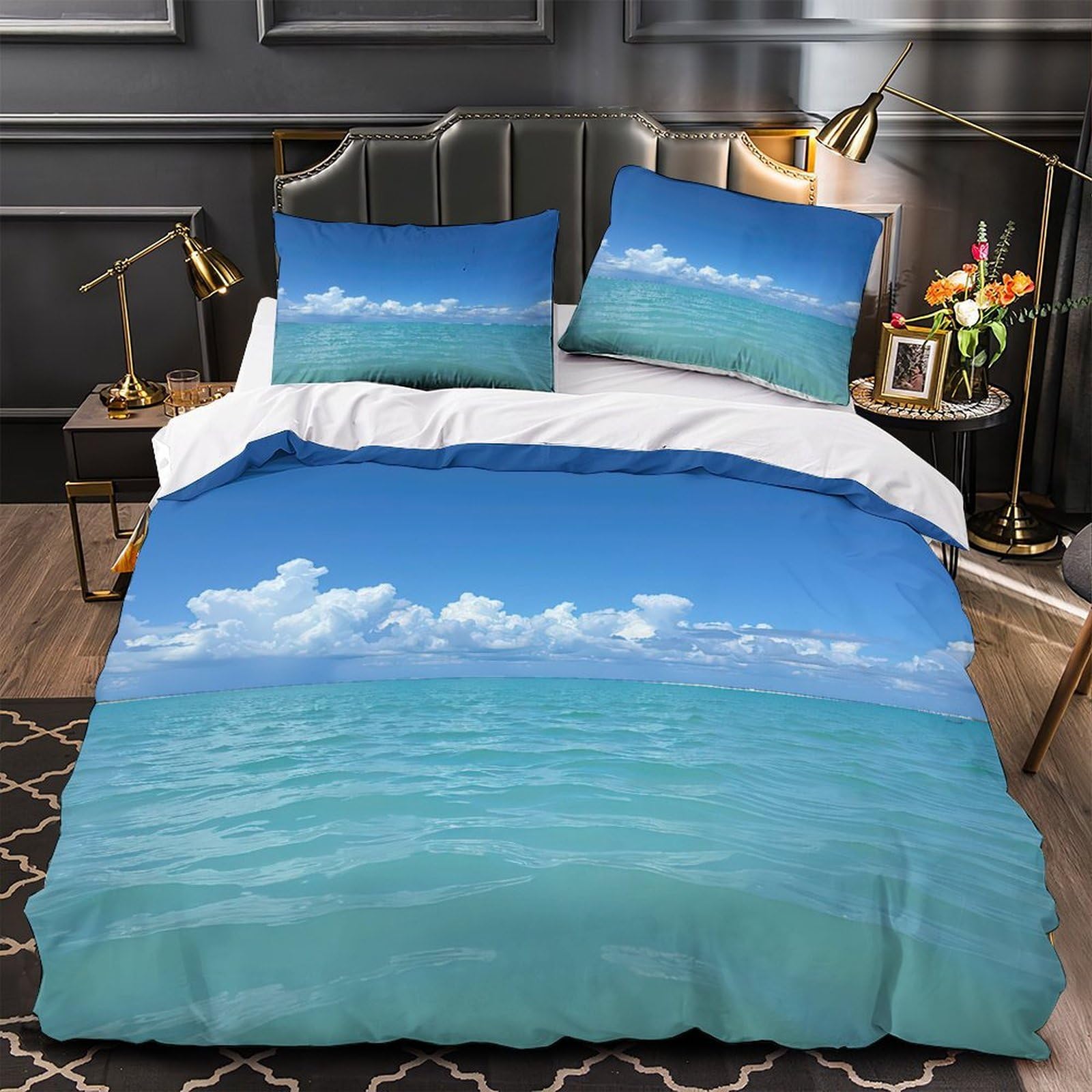 Parure de lit plage 3D en microfibre super douce 140x200cm pour adulte