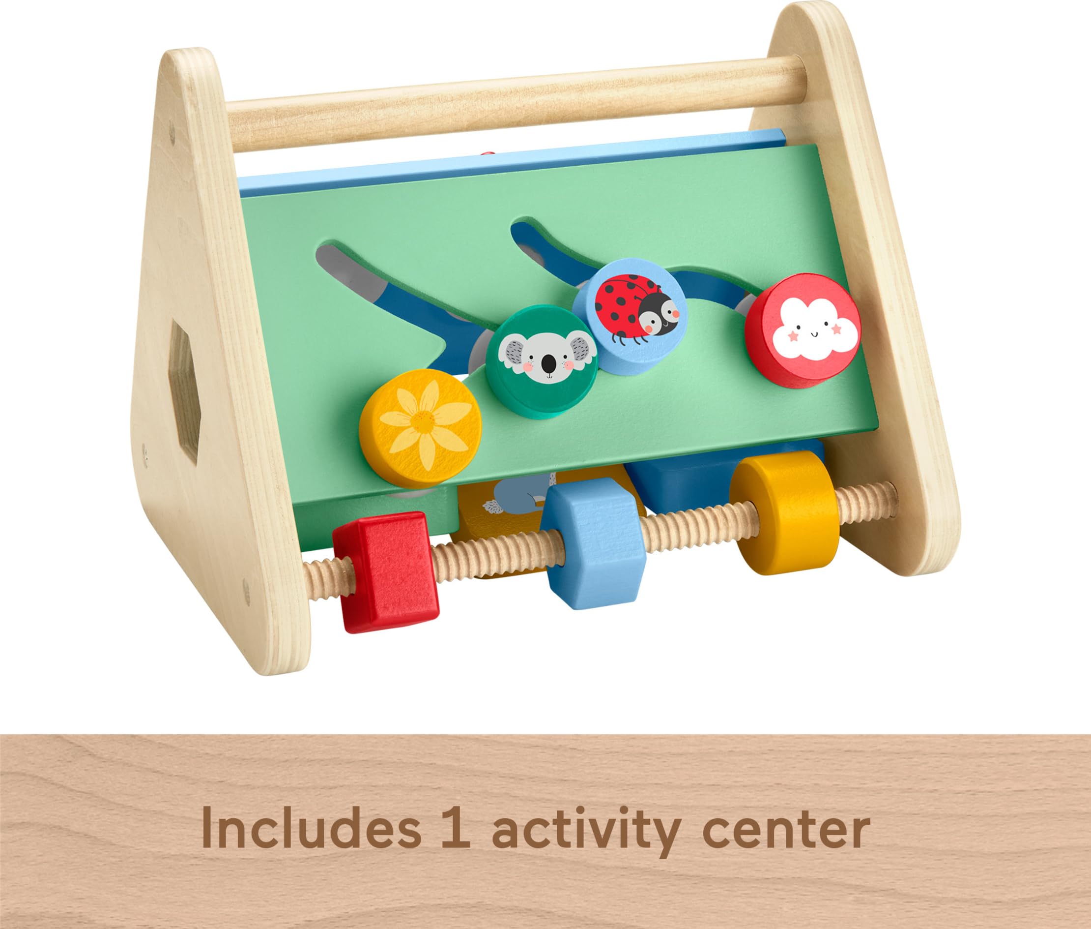 Fisher-Price Triangolo di attività giocattolo in legno, gioco di sviluppo del motore fine a 3 lati in legno per bambini di età compresa tra 6 mesi