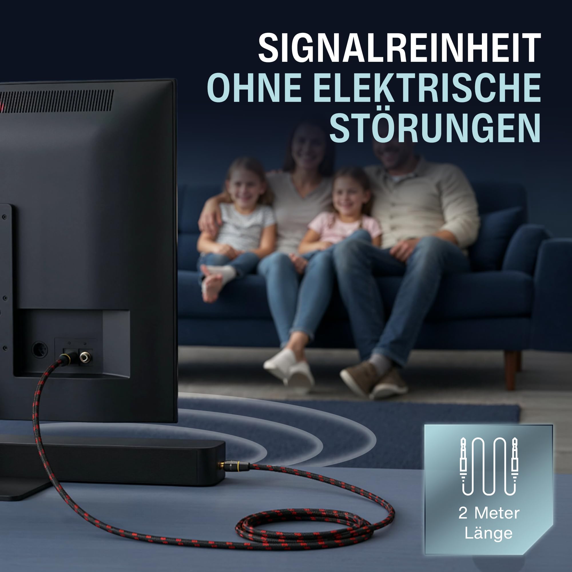 audio pirates optisches TOSLINK Glasfaserkabel, Toslink & Digital-Kabel | Digitales SPDIF-Kabel OD: 5.0mm mit Ummantelung & vergoldeten Kontakten (1er Pack – 2 Meter)