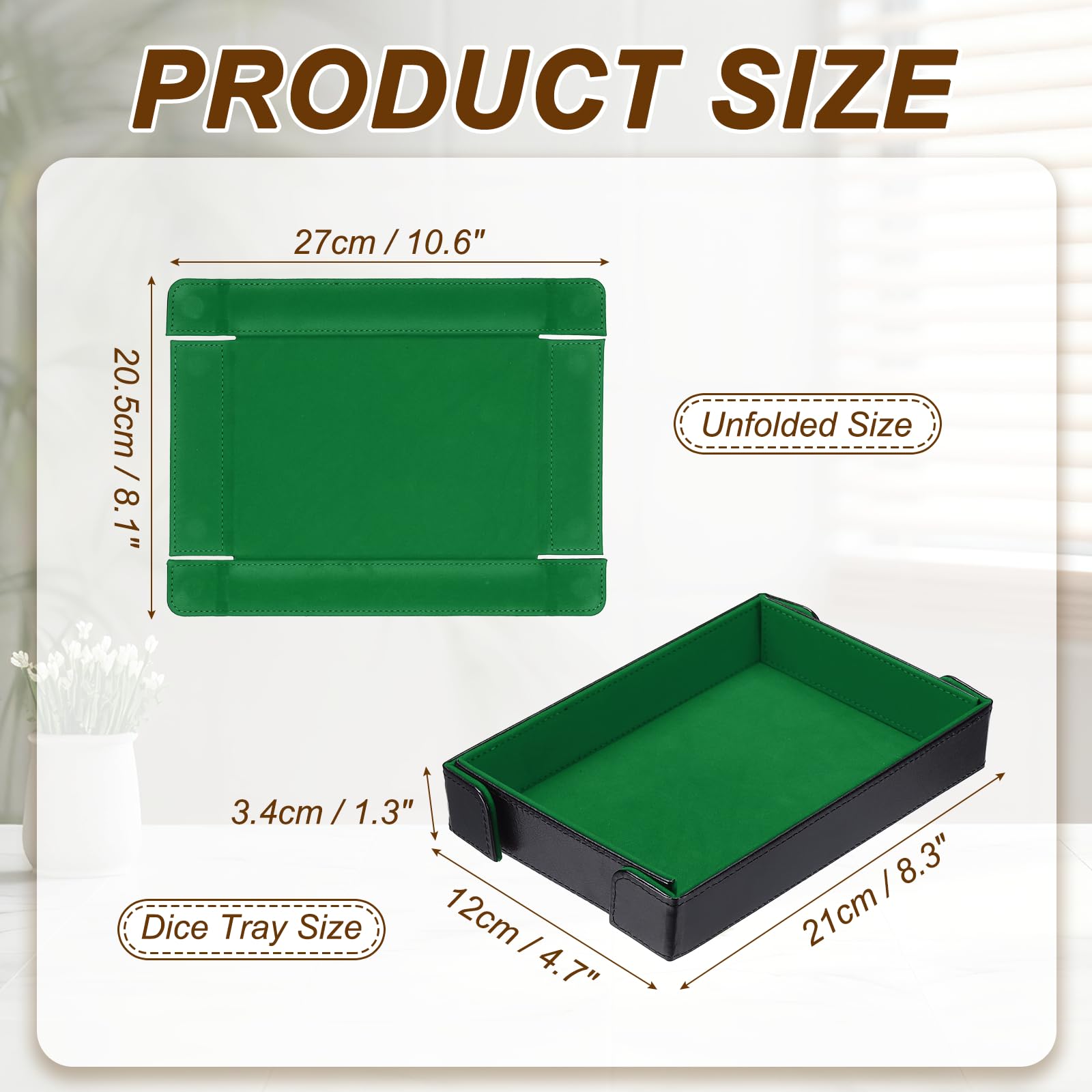 QUARKZMAN Bandeja De Dados De Cuero PU Rectangular Magnética Plegable De Terciopelo Portátil para Juegos De Mesa Llaves Billetera Reloj Monedas Verde