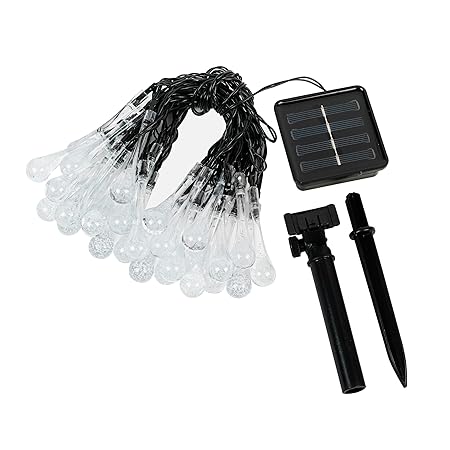 Lexton Decorative Solar Water Drop/Fairy LED Light | 30 LED, 8 Flashing Mode, On/Off | 600 mAh Inbuilt Rechargeable Battery, IP65 Waterproof | Suitable for Garden, Yard, Lawn (Pack of 1, Multicolor)