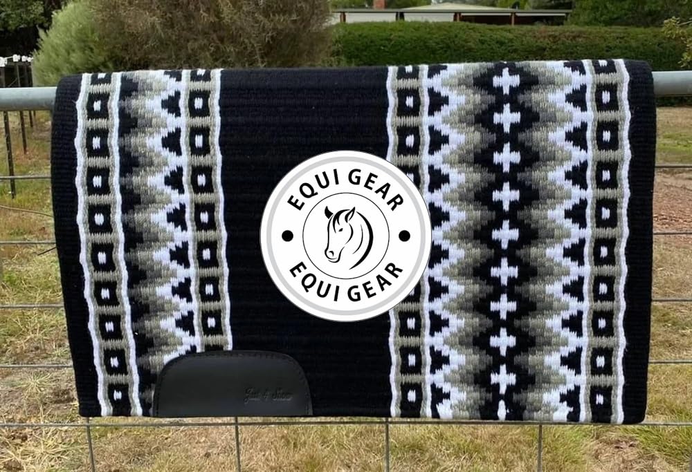 Horse Western Ranch Sottosella/Coperta da sella Western in lana neozelandese con imbottitura in lana con sensore Flex (personalizzazione disponibile) AS78 (34" x 42")