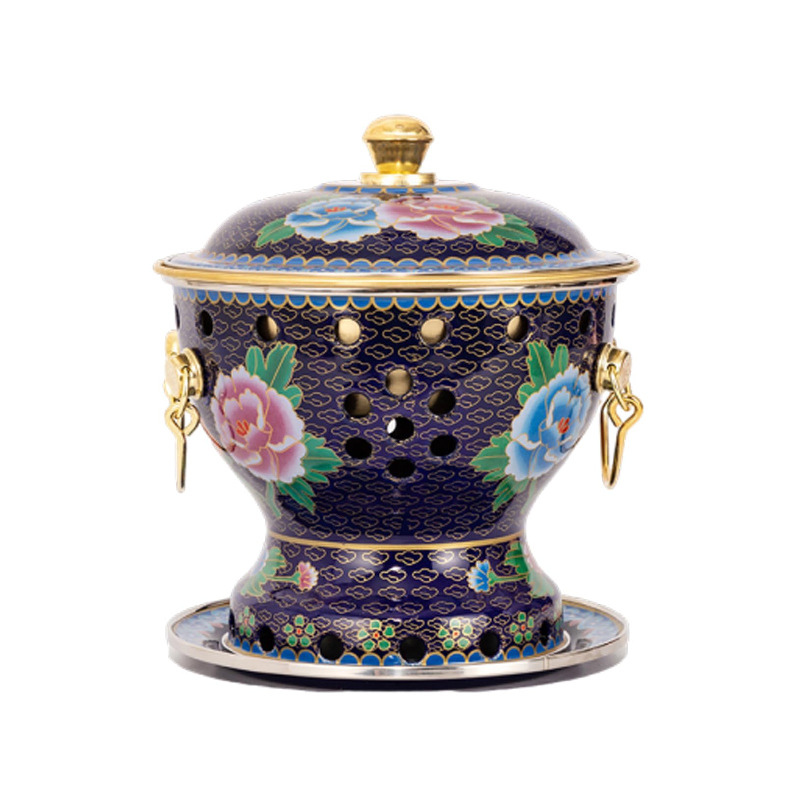 Marmite en cuivre pour une personne style chinois traditionnel au design cloisonné