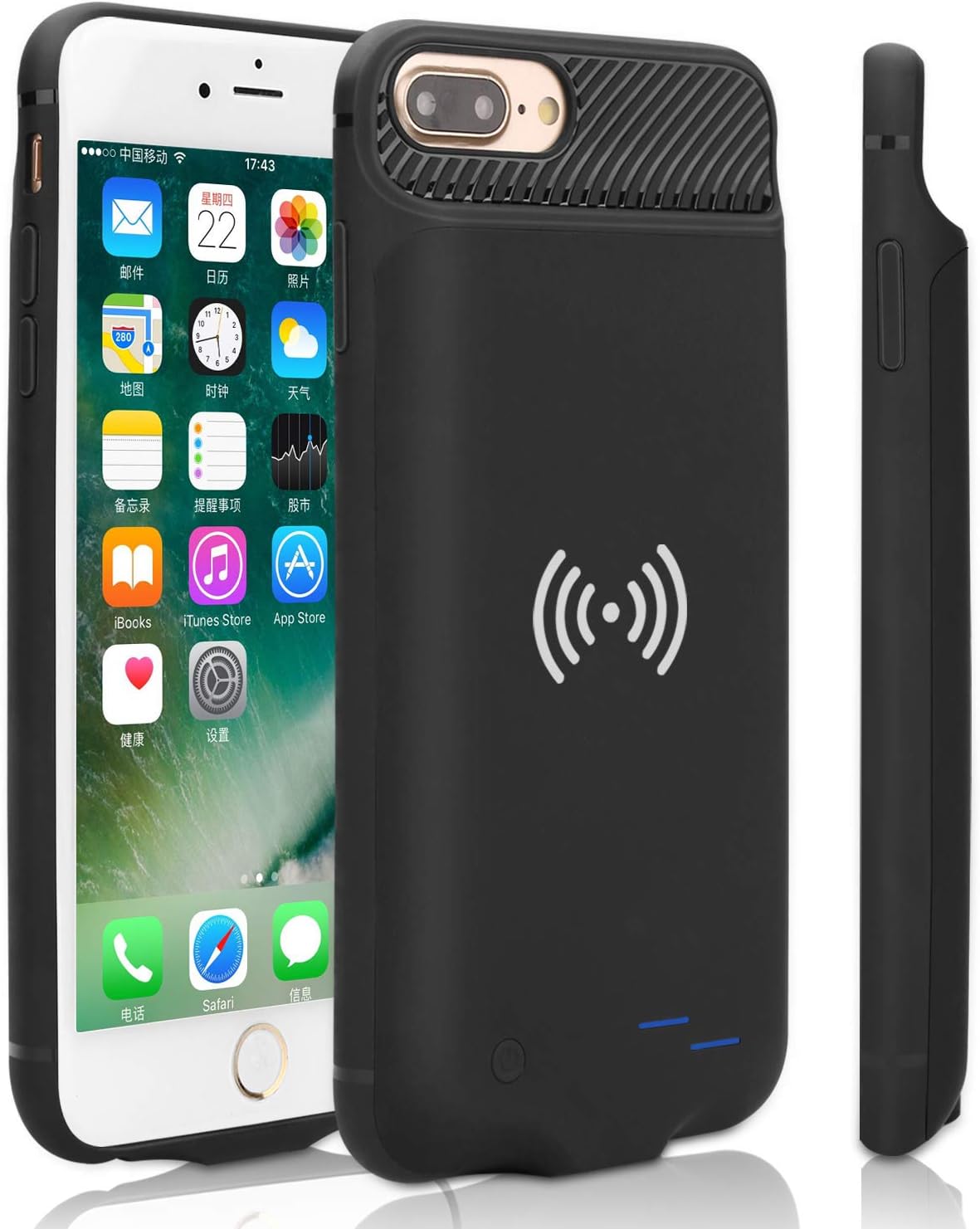 iPhone 6/6S/7/8 Battery Case with QI Standard Wireless Charging, Epuirie 3800mAh External Battery Case Portable Rechargeable Backup Power Bank Protective Battery Pack (Black)