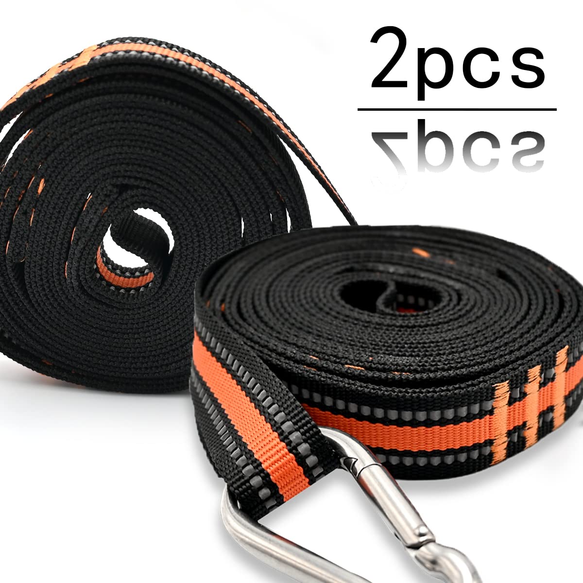 Heavy Duty Hammock Tree Straps with 2 Carabiners 20Ft Adjustable Non-Stretch Polyester Hammock Tree Straps with 2000Lb Breaking Strength Perfect for Camping & Hiking (Orange)