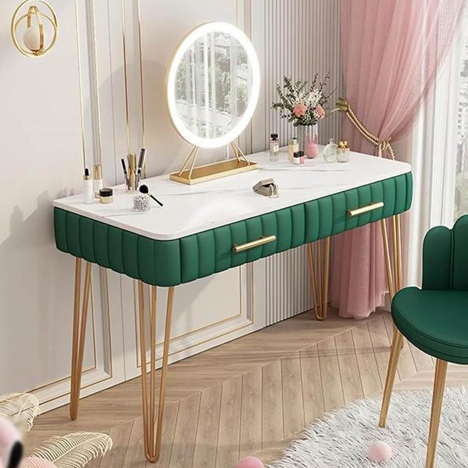 Table de maquillage LED 3 modes pour chambre - Coiffeuse élégante et lumineuse réglable