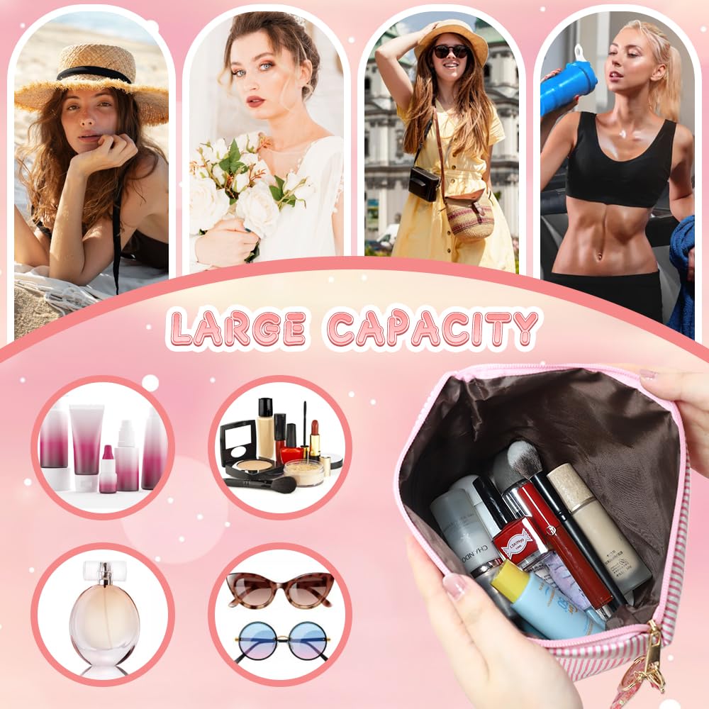Pochette Personalizzata, Beauty Case e Portachiavi Bambina Ragazza con iniziale, Regali Personalizzati per Mamme, Fidanzate e Sorelle, Regali di Natale Donna (Rosa A)