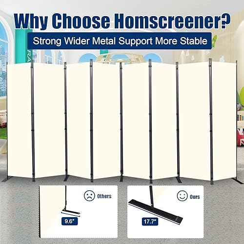 Vista 45 de Divisor de habitación portátil de 6 pies y pantallas de privacidad plegables, divisor de tela de 102 pulgadas de ancho para separación