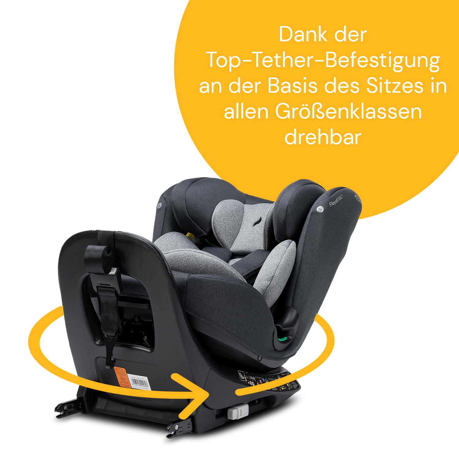 Osann Floyd360 Reboarder 360 drehbar mit Isofix, Kindersitz ab 1 Jahr | Kinderautositz 40-150 cm, 360 Grad drehbar in allen Positionen, bereits ab Geburt nutzbar, extra sicher und komfortabel-Grey