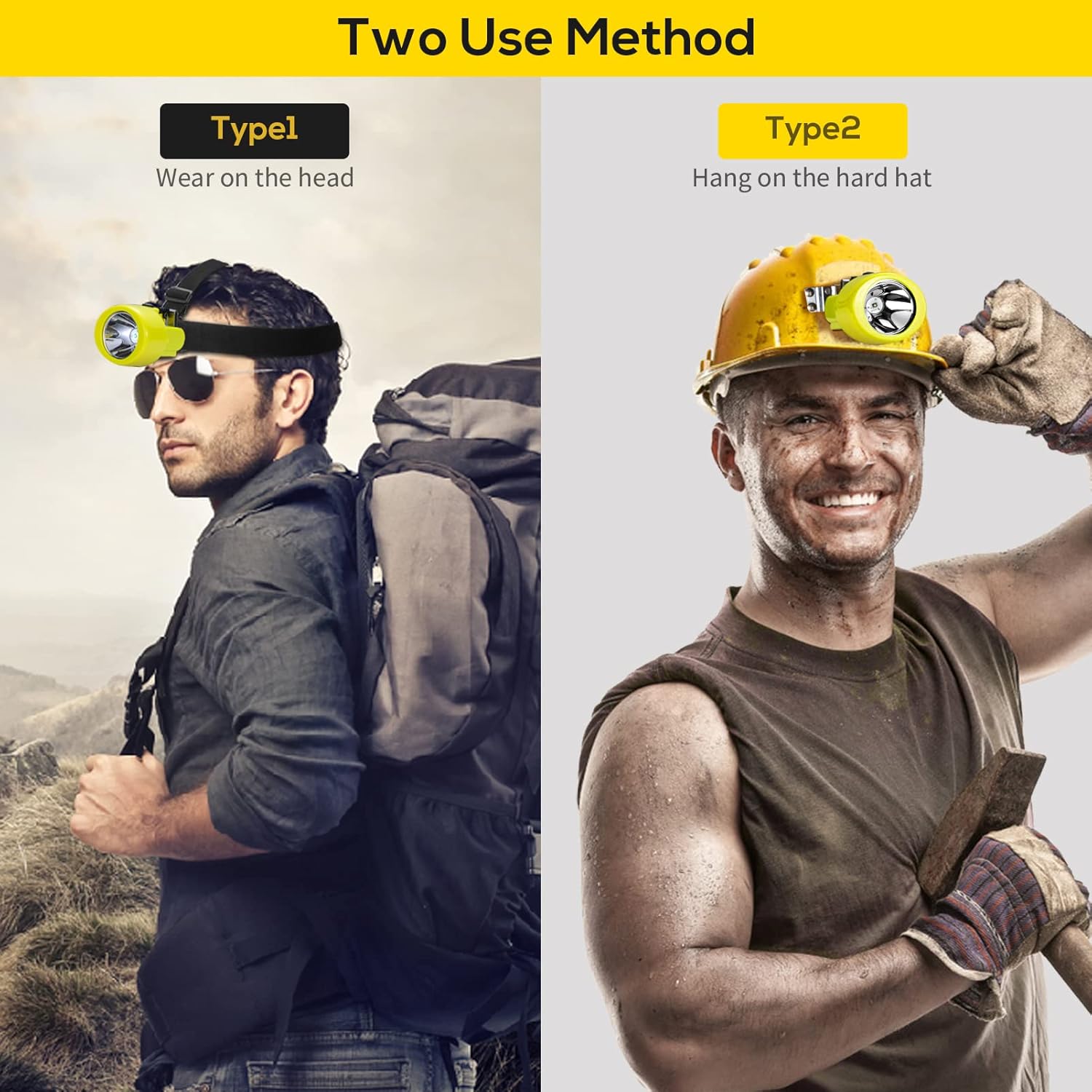 Super Bright LED Mining Headlamp, Rechargeable Hard Hat Light, Waterproof Cap Lamp with Long Battery Life, High Lumen Industrial Head Torch for Mining, Construction, Camping, and Outdoor Work