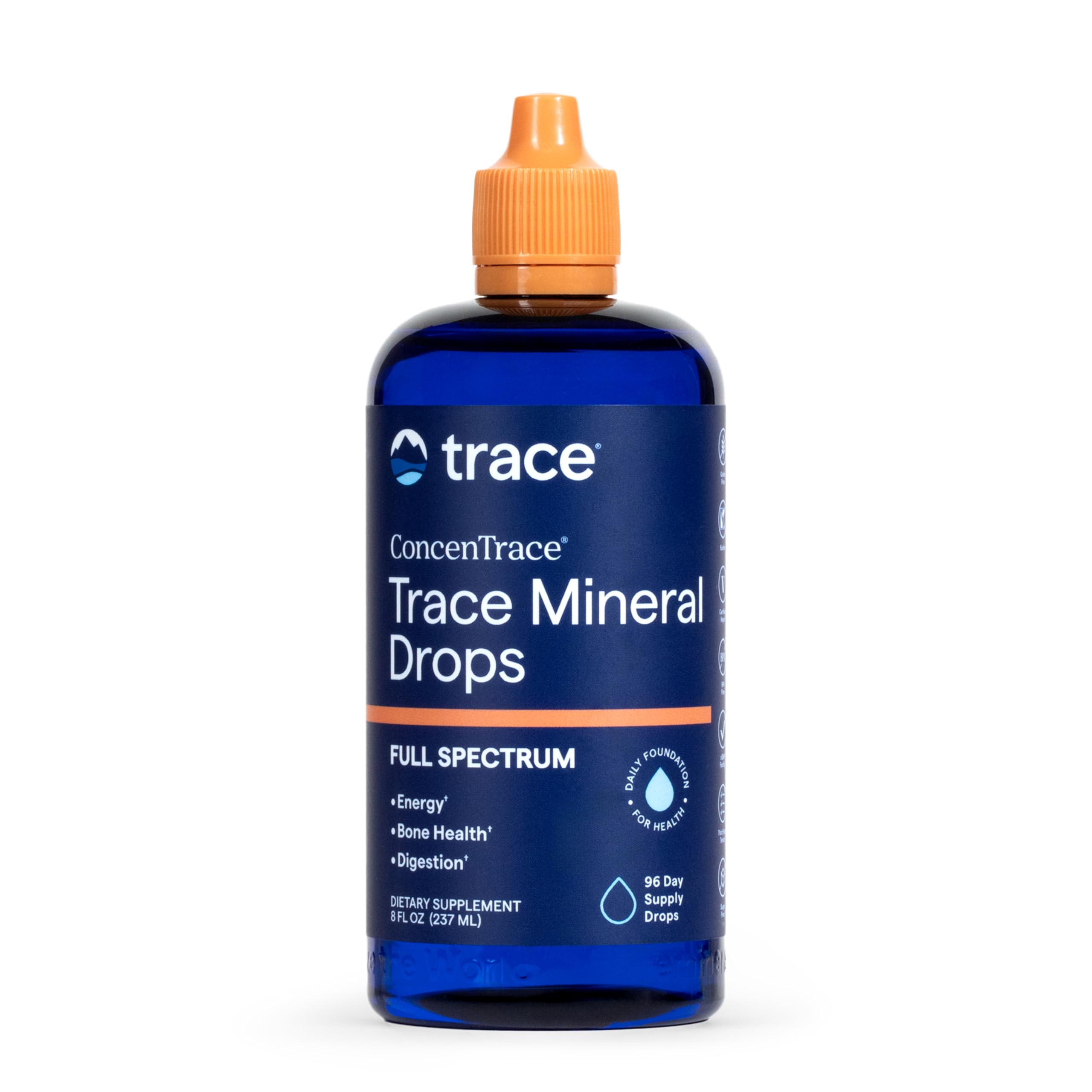 Trace Minerals ConcenTrace Mineral Drops, 70+ Ionic Minerals, 8 fl oz Unflavored 8 Fl Oz (Pack of 1)