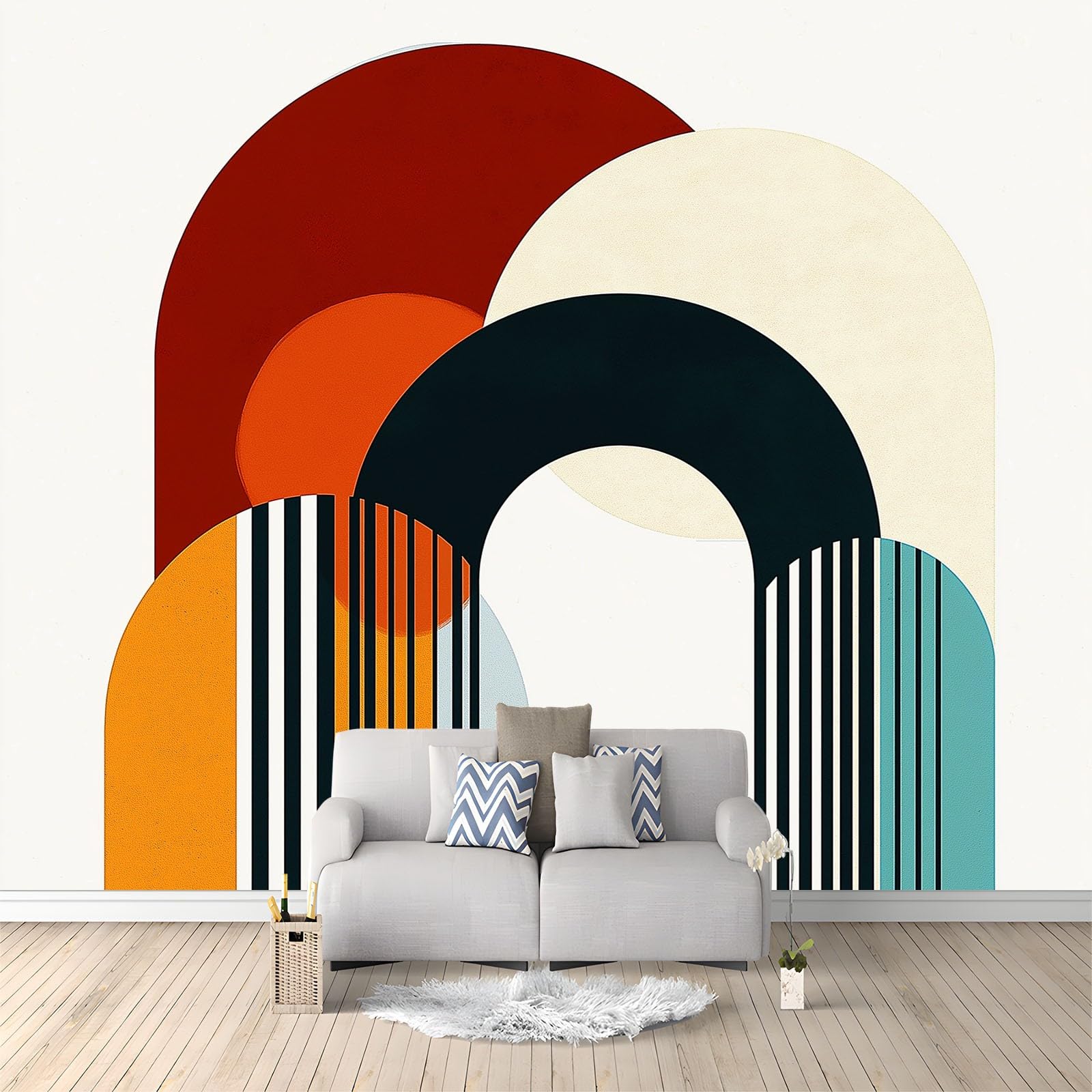 Générique 350 x 256 cm panoramiczna tapeta dla chłopców dziewcząt, czeska abstrakcyjna geometria plakat 3D, dekoracja ścienna premium do salonu, sypialni dorosłych, pokoju dziecięcego beżowy
