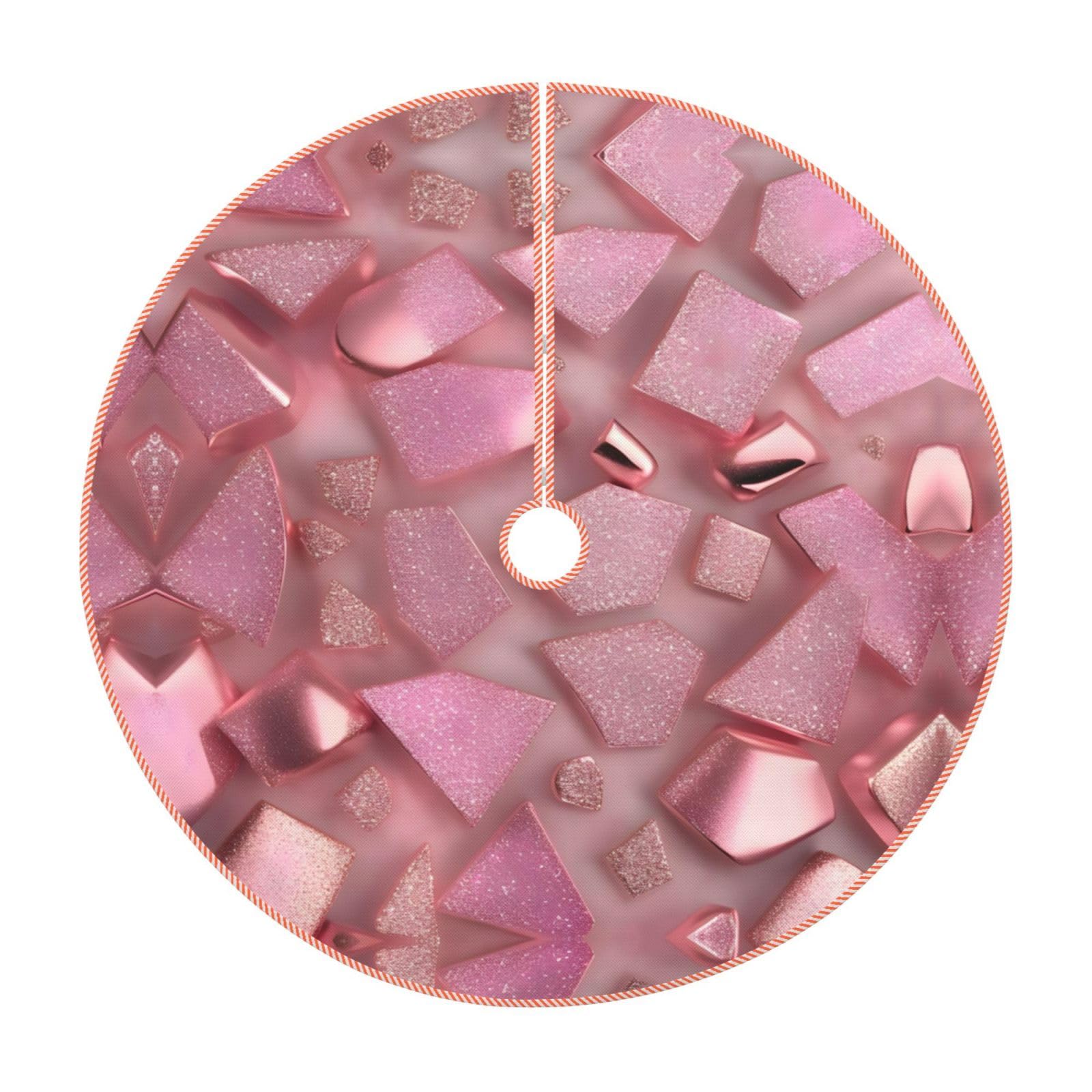 Jupe de sapin de Noël en tissu épais avec paillettes or rose pour décoration festive rustique