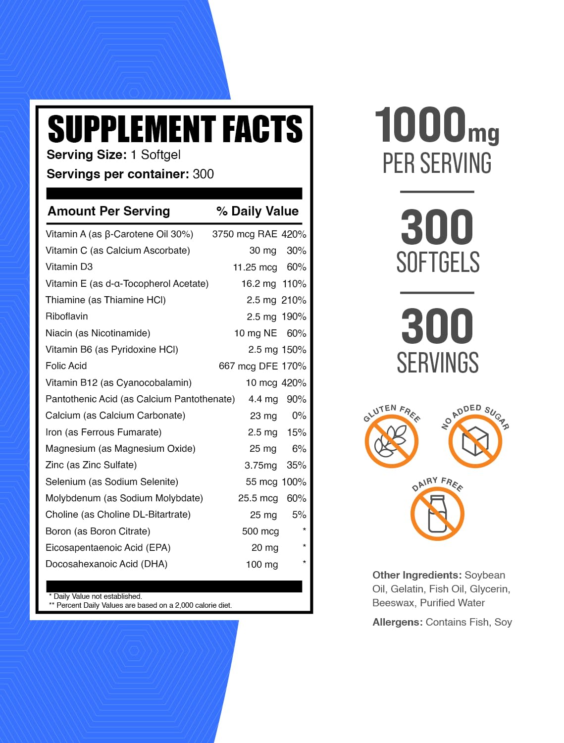 BulkSupplements.com Multivitamin for Women 50 Plus Softgels - Women's Daily Vitamins, Multimineral Supplement - Complete Multivitamin with Fish Oil - 1 Softgel per Serving, 300 Count (Pack of 1) — Amazon image 2