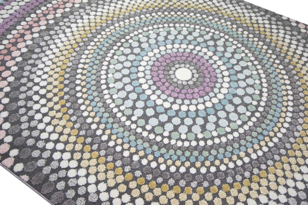 Teppich modern Wohnzimmer Teppich Regenbogen Pastellfarben Größe 200 x 290 cm