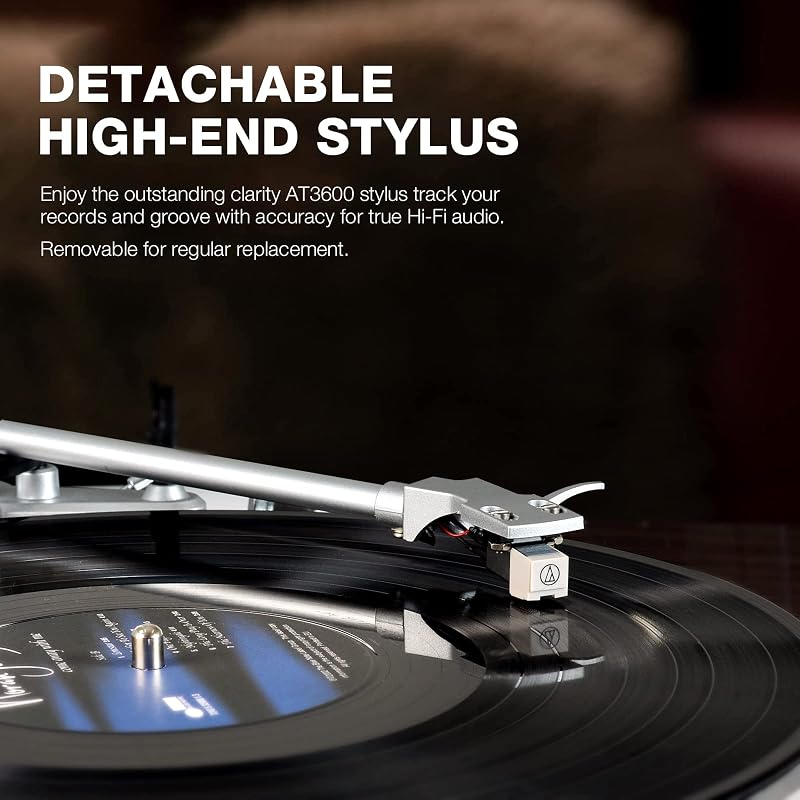 SeeYing Bluetooth Lemezjátszó Szíjhajtású Bakelit Zenelejátszó 33/45 RPM Phono Előerősítővel és Mágneses Hangszedővel