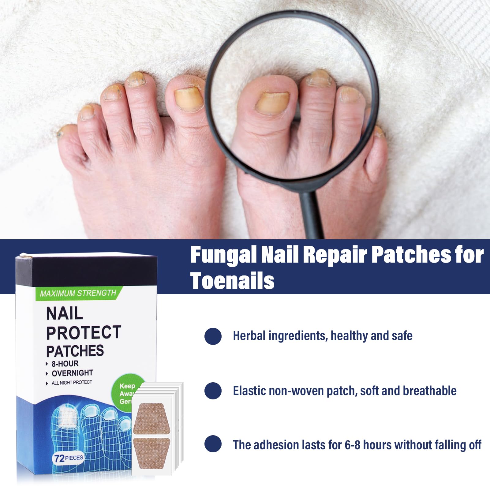 72PCS Fungal Nail Repair Patches Fungal Nail Treatment for Toenails Toenails Repair Patches Restores Multi-Purpose Nail Fungus Patches for Weak and Damaged Nails - Image 4