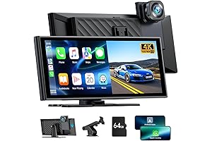 LAMTTO 9.26" Touchscreen Super Smart Digi Dash with Protable CarPlay Screen & 4K Front-Facing Dashcam