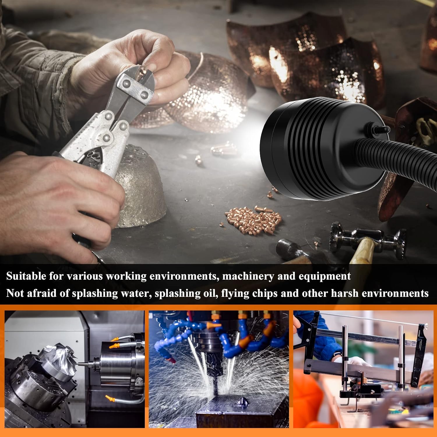 Magnetic Work Light, Led Magnetic Lamp, IP65 Water Proof Flexible Gooseneck Lamp 1400 Lumens for Lathe Milling, Drill Press, Industrial Lighting,With 12T Magnetic base…