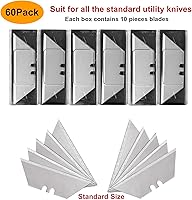 Vista 2 de Vickay Paquete de 60 cuchillas para cuchillo utilitario, cuchillas de acero SK5 de alta resistencia para cortador de caja de repuesto con estuche