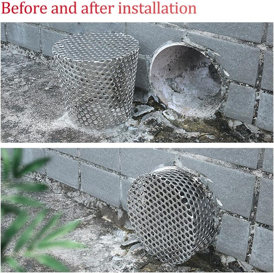 2Pcs 304 Stainless Steel Vent Cover Multihole Termination Cap Cover for Gutter Guard Filter Roof Vent Grill Dryer Exhaust Stops Leaves Enhances Drainage