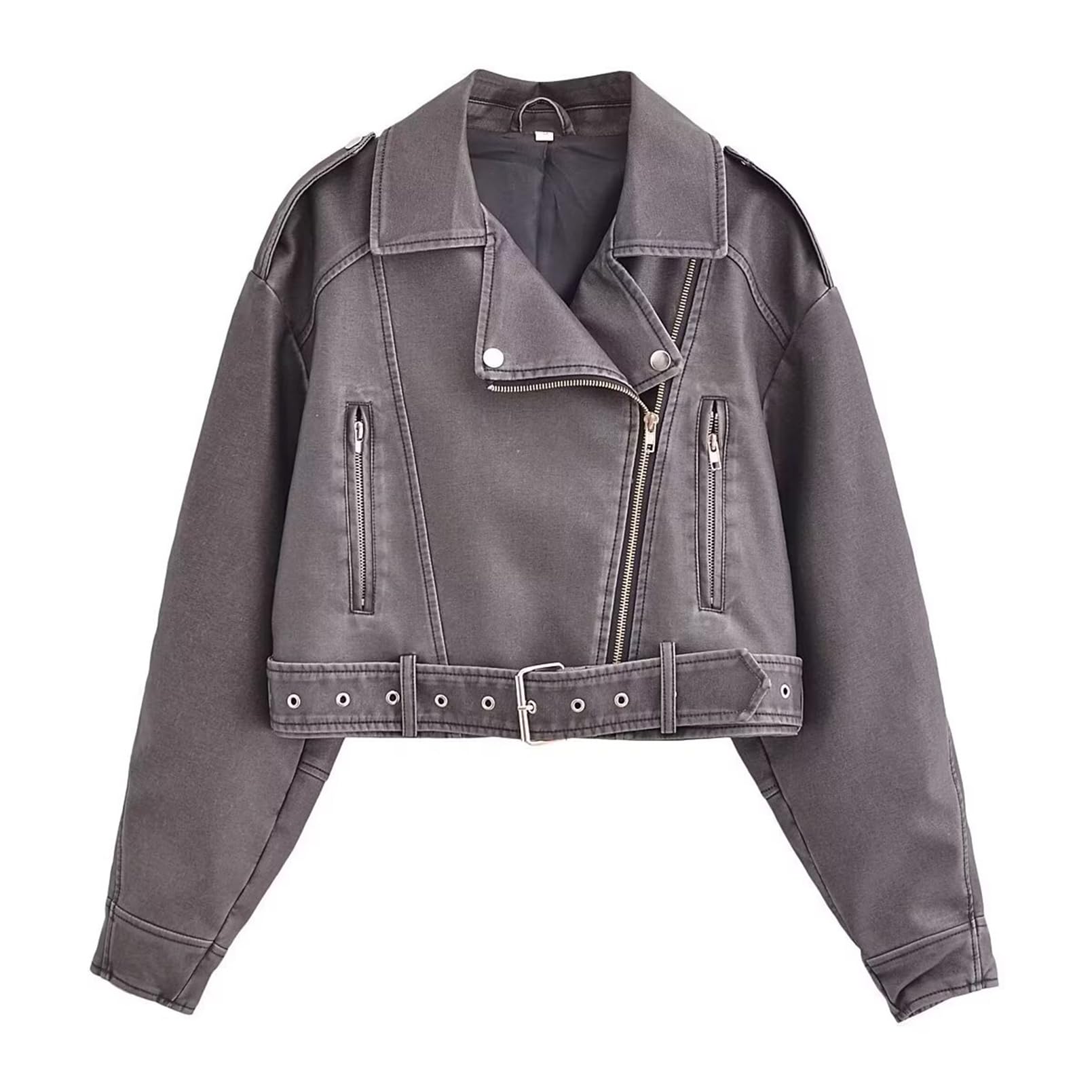 Generisch Damen Sexy PU-Leder Freizeit Reißverschluss Lokomotive Lederjacke Jacke Mantel Bühne Kleidung