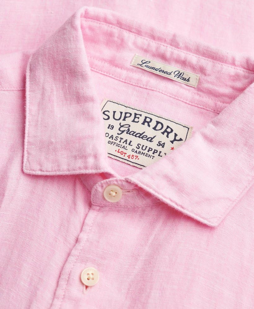 Superdry Herren Riviera Leinenhemd mit Langen Ärmeln