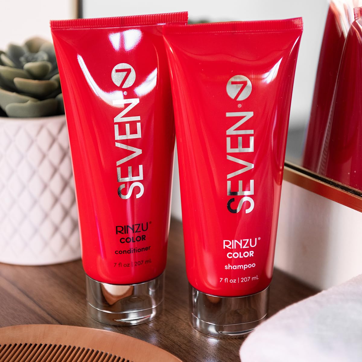 SEVEN haircare - Rinzu COLOR shampoo & conditioner with Vit B5 - Color Protection for Color-Treated Hair - Prevent Color Fading - Sulfate Free & Paraben Free - 7 oz