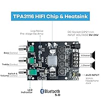 Vista 2 de ZK-502T - Placa de amplificador Bluetooth 5.0 de 100 W con control de agudos y graves, TPA3116D2 50 Wx2, placa de amplificador Bluetooth
